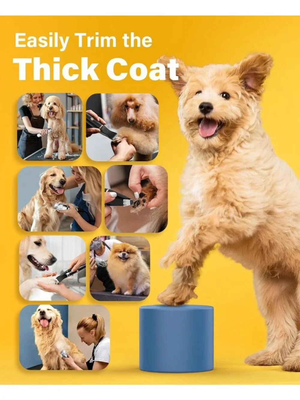 Dog Grooming Kit for Thick Matted Hair | Stainless Steel Clippers, Waterproof